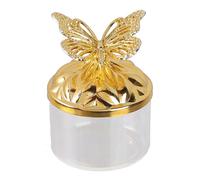 Tmboryuu Bandeja de confitería lista para bodas con adornos de mariposa y compartimentos en capas, contenedor de dulces con tapa