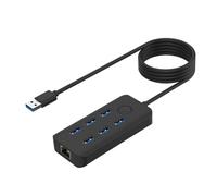 Tmboryuu Base concentradora compacta USB 3.0 con transferencia de datos de 7 puertos de 5 Gbps, opción USB / RJ45, base USB