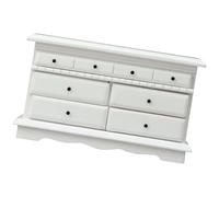 Tmboryuu Baúl de madera blanca vintage con 4 cajones para casas de muñecas a escala 1/12, almacenamiento en miniatura