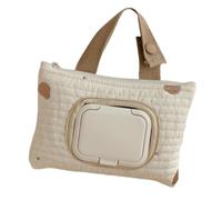 Tmboryuu Bolsa de transporte bordada para cochecito de bebé, accesorio de almacenamiento de toallitas húmedas, grande para colgar en familias, Khaki