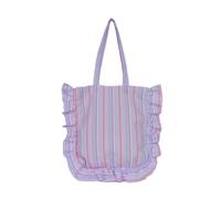 Tmboryuu Bolso de hombro contemporáneo inspirado en Corea con patrón de celosía, bolso de mano de tela de algodón, correa cómoda, bolso diario de moda, Purple, One Size