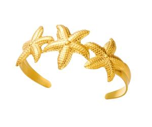 Tmboryuu Brazalete abierto de acero inoxidable con diseño de estrellas de mar florales y playeras de moda para trajes casuales, brazalete ajustable que se abre para mujer, talla única, como se