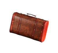 Tmboryuu Caja de almacenamiento de madera de estilo chino vintage con asa de piel sintética para organización del hogar y accesorios de viaje, baúl de almacenamiento vintage con patrón chino