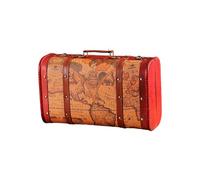 Tmboryuu Caja de almacenamiento de madera de estilo chino vintage con asa de piel sintética para organización del hogar y accesorios de viaje, baúl de almacenamiento vintage con patrón chino