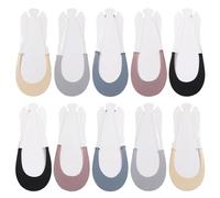 Tmboryuu Calcetines de algodón para mujer, 5 pares de forro de corte bajo con eslingas en la parte trasera, calcetines invisibles para los dedos de los pies, media mujer, no se muestran en los dedos