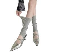 Tmboryuu Calcetines de algodón para pantorrilla, calcetines suaves hasta la rodilla, sin dedos, a la moda, para yoga, entrenamiento, calcetines, regalos, hasta la rodilla, sin dedos, Gris Claro, Talla