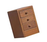 Tmboryuu Casas de muñecas Muebles de dormitorio de tres compartimentos con puertas de trabajo, acabado de madera envejecida, escala 1/12, casa de muñecas de madera en miniatura, mesita de noche con