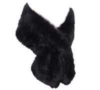 Tmboryuu Chal de color sólido con cuello grande de felpa, abrigo de invierno, pieles artificiales, para boda, para invierno, elegancias, equipos para clima frío, Negro, Talla única