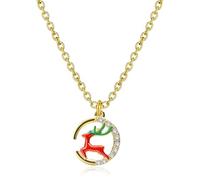 Tmboryuu Collar brillante con dije de árbol de copo de nieve para Navidad, joyería de cobre, cadena de clavícula para ocasiones festivas, talla única, como se describe, como se describe