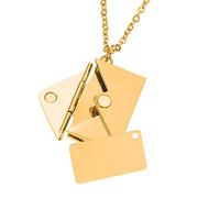 Tmboryuu Collar con colgante de relicario con mensaje secreto de amor, oro, plata, oro rosa, acero inoxidable, cadena de clavícula, joyería de acero inoxidable para mujeres y hombres, talla única