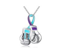 Tmboryuu Collar de regalo motivacional para un amigo Joyería con colgante de guante de boxeo de aleación Zn con diseño de empoderamiento de cinta Cadena para cuello con colgante de guante de boxeo