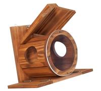 Tmboryuu Comedero colgante de madera natural para animales con soporte de alimentos de gran capacidad y fácil de mantener para los amantes de la naturaleza del jardín, comedero colgante de madera