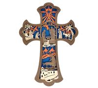Tmboryuu Cruces religiosas de madera para pared, adorno de Navidad, decoración colgante de Navidad, para mujeres y hombres, decoración religiosa de la sagrada familia