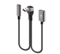 Tmboryuu Divisor USB de aleación de aluminio de 25 cm de longitud macho a hembra tipo C, soporta carga simultánea para dos dispositivos, cable Y con doble puerto de carga