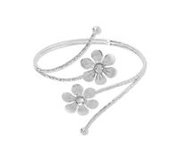 Tmboryuu Elegante brazalete ajustable con forma de flor y hoja, brazalete abierto para la parte superior del brazo, boda, novia, adorno en forma de serpiente