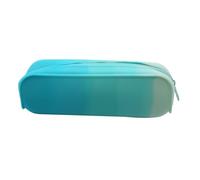 Tmboryuu Estuche de silicona resistente al agua con cremallera, organizador portátil para estudiantes, oficina, salón de clases profesional, Esmeralda degradada