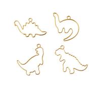Tmboryuu Juego de 4 marcos de metal con diseño de dinosaurio de dibujos animados, bisel abierto, resina UV, joyería para prensa, flores, manualidades, collar, colgante de marco de metal