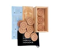 Tmboryuu Juego de fundición de runas de madera premium, símbolos de edad, herramientas de adivinación portátiles para práctica mística, estudio cultural, patrimonio cultural, colección de runas
