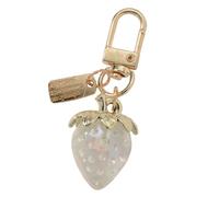 Tmboryuu Llavero de frutas con bonito dije de fresa, práctico adorno de resina para adolescentes y adultos, blanco, Talla única