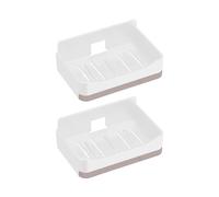 Tmboryuu NoDrill - Soporte adhesivo para jabón de pared, bandeja de secado de doble capa para ducha, baño, encimera, 2 piezas