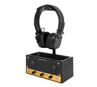 Tmboryuu Organizador de auriculares retro para amantes de la música, con caja de almacenamiento y bandeja para bolígrafos, accesorios de música de regalo, caja organizadora de escritorio retro