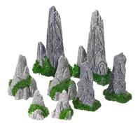 Tmboryuu Paquete de 8 piezas de colección artificial de montaña pequeña para zonas de relajación, exhibición de árboles, características de agua, diseño de interiores y exteriores, exhibidores de