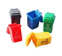 Tmboryuu Pequeñas cestas de basura para decoración del hogar, 5 unidades, pequeños contenedores de basura con cubiertas que se pueden abrir, casas de muñecas, herramientas de limpieza