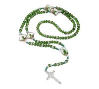 Tmboryuu Rosario Católico Collar de Cuentas de Madera con Medallas Milagrosas Cruces Crucifijo Comunión para Mujeres Hombres Collar de Cruces de Cuentas
