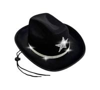 Tmboryuu Sombreros de estrella con diamantes de imitación brillantes para niños, sombrero clásico de Fedoras occidentales para niños, escenario, Halloween, sombreros para niños con diamantes de