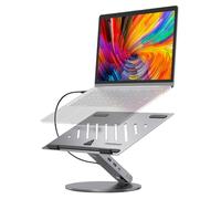 Tmboryuu Soporte de metal para portátil con estación de acoplamiento USB C expandible compatible con salida de video 4K 60Hz altura ajustable con refrigeración
