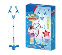 Tmboryuu Soporte de micrófono doble ajustable para niños, altura flexible, base estable, fácil montaje para karaoke, divertido soporte de durabilidad