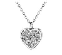 Tmboryuu Soporte para cenizas de mascotas con colgante de urna de corazón, collar conmemorativo, diseño que se puede abrir, joyería de cremación para almacenamiento de cenizas, collar conmemorativo