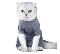 Tmboryuu Traje de recuperación de esterilización para gatos hembra, tela de poliéster suave de cuatro patas, traje postquirúrgico, evita que se laman heridas, traje elástico de recuperación