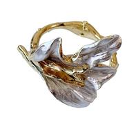 Tmboryuu Tulipanes esmaltados a la moda, oro y blanco, aleación de contraste, joyería de muñeca adecuada para varios atuendos, brazalete esmaltado, talla única, como se describe