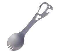 Tmboryuu Utensilios multifuncionales 5 en 1 de acero inoxidable para camping, con cuchara, tenedor, abrelatas, abrelatas, suministros para exteriores