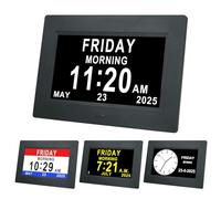 TMCC Reloj Digital con Dalendario de Demencia, 12 Opciones de Alarma, Extra Grande, no Abreviado, Día y Mes, Pérdida de Memoria, para Personas con Problemas de Visión, Ancianos, Alzheimer