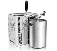 TMCRAFT 5 litros Minibarril Growler, sistema de kit de barril de acero inoxidable con grifo ajustable, para cervecerías caseras, cervezas artesanales y cerveza de barril frescas