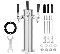 TMCRAFT Dispensador de torre de cerveza de triple grifo, kit dispensador de torre de cerveza de acero inoxidable pulido con tubo premontado y vástagos de grifo de cierre automático para fiestas,