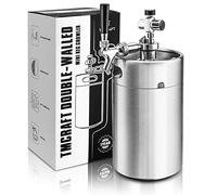 TMCRAFT Mini barril de doble pared de 3,628.7 g, sistema dispensador de cerveza casero regulado a presión con grifo extraíble y regulador, mantiene la frescura y la carbonatación para cerveza
