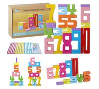 Tmefoy 20 bloques de números, Montessori juguetes a partir de 3 años con tarjetas de actividad, juguetes sensoriales para niños para aprender a contar, clasificar y apilar, bloques numéricos de madera