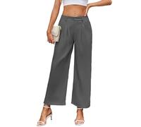 TMEOG Pantalones Mujer Verano Frescos Pantalon Anchos Fluido Largos Pantalón Palazzo Cintura Elastica Pantalones de Vestir Ligeros Pantalones Business Casual Pinzas para Mujer(Gris,XL)