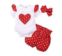 TMEOG Ropa Bebé Niña Recién Nacido, Mameluco con Estampado de Letras de Manga Corta Pantalones Diadema 3 Piezas Conjuntos de Ropa para Bebés 12-18 Meses