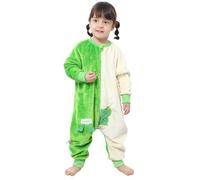 TMEOG Saco de Dormir Bebe con Pies TOG 2 Pijama Polar Manga Larga Pelele con Cremalleras para Niño y Niña 1-6 Años(Verde,130)