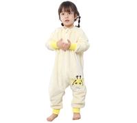 TMEOG Saco de Dormir Bebe con Pies Tog 2 Pijama Polar Manga Larga Pelele con Cremalleras para Niño y Niña 1-6 Años(Amarillo,130)