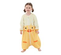 TMEOG Saco Dormir Bebe con Pies TOG 1.5 Pijama Manta Saco Bebe Ropa Pelele Dormir con Cremalleras Pijamas Enteros de Manga Larga para Bebé Niña Niño 1-6Años(Pato Amarillo,5-6años)