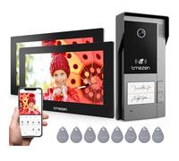 TMEZON Videoportero WiFi 2 Hilos,1080P Timbre Video Sistema Intercomunicador,Pantalla táctil IP de 7",Detección de Movimiento Humano,Desbloqueo por App/Tarjeta RFID,Grabación y reproducción,2 Familia