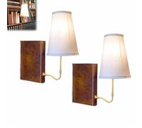 TMFGLERI Lámpara de mesa literaria clásica, lámpara de mesa estilo libro retro, lámpara de mesa de lectura elegante retro, acabado de latón antiguo, adecuada para oficinas y salas de estudio (2pcs)