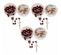 TMFGLERI Rosario de madera perfumado con pétalos de rosa rojos, primer papa americano 2025, rosario católico de madera hecho a mano, ideal para fieles católicos (3 piezas)