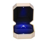 TMISHION - Caja de Anillo con iluminación Interna LED, Caja de Almacenamiento de Anillo, Soporte para Joyas, Caja de Anillo para solicitud de Boda, Compromiso y para Boda, San Valentín
