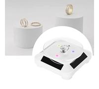 TMISHION Soporte De ExhibicióN Giratorio Solar, 2 colores bandeja giratoria de la placa giratoria de la luz 360 del escaparate solar(White)